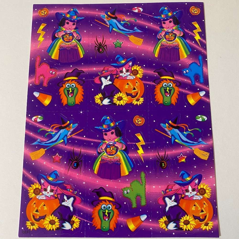 Vintage Lisa Frank Pigmarrella Fortune Teller Pig Kitten Halloween Stickers S319